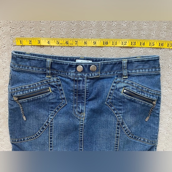 Y2K Trumpet Low Rise  Ann Taylor Loft Denim Skirt Zipper Details  Sz 6 - Picture 10 of 14